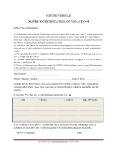 Certificate of Violation